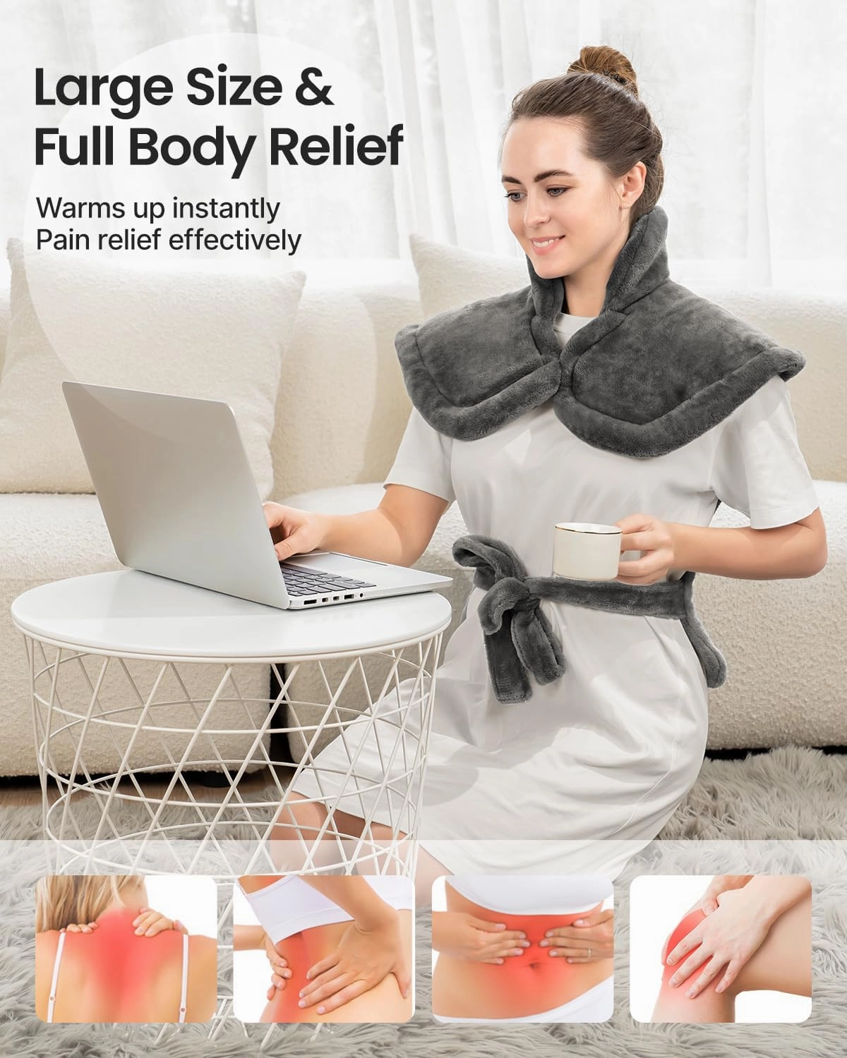 Electric Heating Pad for Back Pain Relief, RENPHO Fathers Day Dad Gifts, Birthday Gifts for Women Men Mom, FSA HSA Eligible, Heat Pad for Neck and Shoulders, Fast Heating, 24"x33", ETL Certified