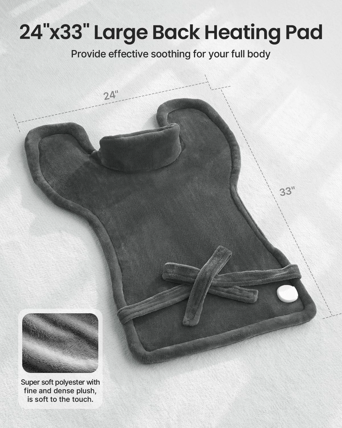 Electric Heating Pad for Back Pain Relief, RENPHO Fathers Day Dad Gifts, Birthday Gifts for Women Men Mom, FSA HSA Eligible, Heat Pad for Neck and Shoulders, Fast Heating, 24"x33", ETL Certified