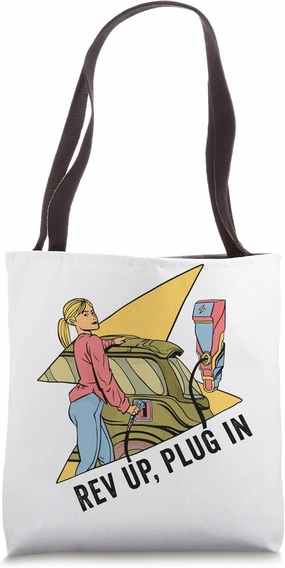 Electric Vehicle Electric Car Rev Up Plug In Tote Bag