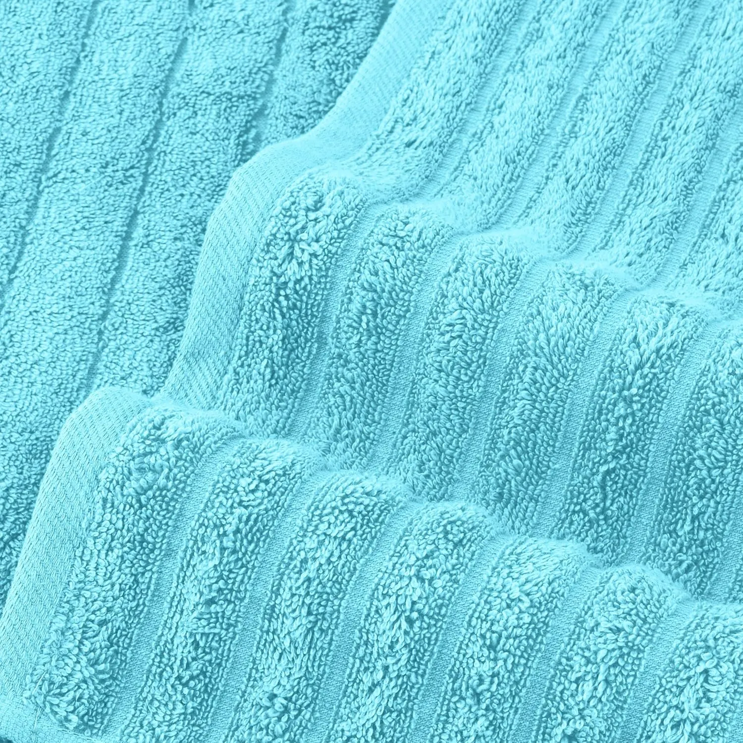 Elegant Comfort 100% Turkish Cotton Corduroy Ribbed Luxury Bath Towels 6-Piece Set, Premium Feel - Quick Dry, Highly Absorbent, Contains 2 Bath Towels, 2 Hand Towels, and 2 Washcloths, Aqua