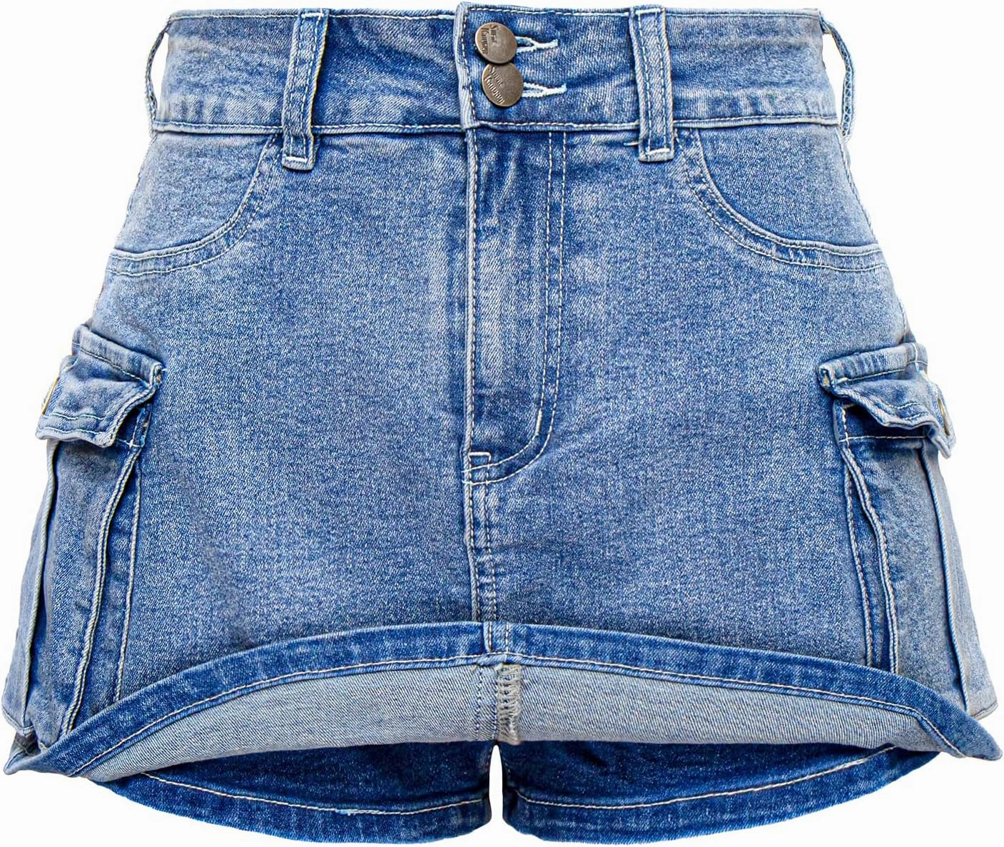 ELLEVEN High Stretchy Denim Cargo Skort for Women, High Waist, Casual Mini Y2K Jean Skirt Shorts with Pockets