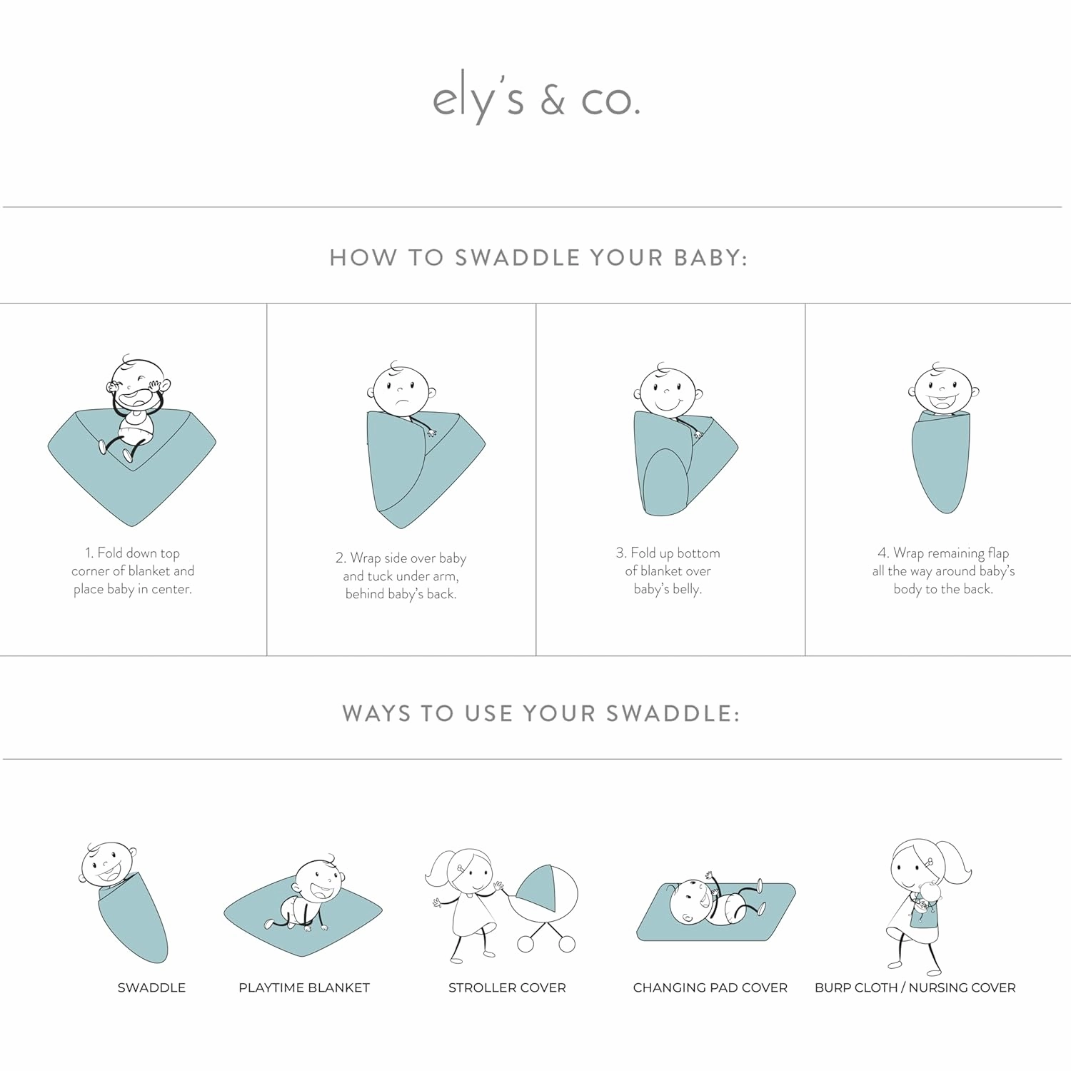 Ely's & Co. Muslin Swaddle Blanket 100% Soft Muslin Cotton 3 Pack 47"x 47" (Black & White)
