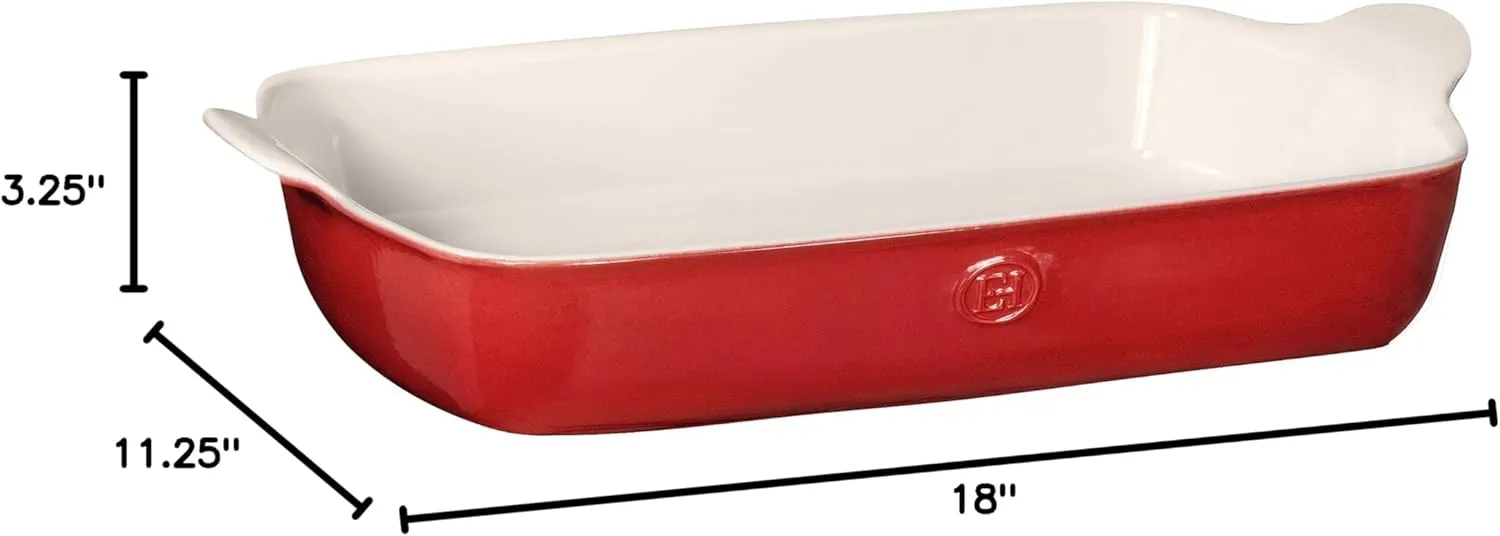 Emile Henry 17.75" x 11" / 5qt Extra Large Rectangular Baker - Modern Classics Collection | Rouge