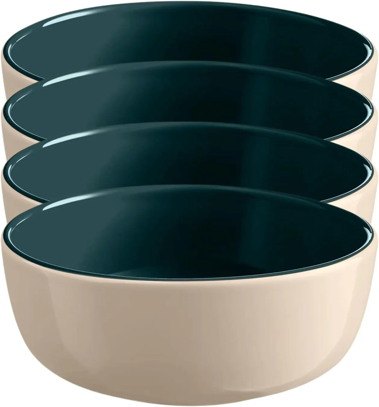 Emile Henry EVERYDAY COLLECTION 6.25"|0.75 qt Ceramic Cereal Bowl Set of 4, Ocean & Cream