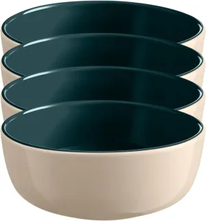 Emile Henry EVERYDAY COLLECTION 6.25"|0.75 qt Ceramic Cereal Bowl Set of 4, Ocean & Cream