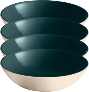 Emile Henry EVERYDAY COLLECTION 8.75"/1qt Ceramic Pasta Bowl Set of 4, Ocean & Cream