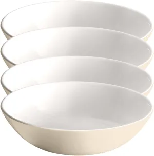 Emile Henry EVERYDAY COLLECTION 8.75"/1qt Ceramic Pasta Bowl Set of 4, Sugar & Cream