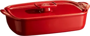 Emile Henry Made in France THE RIGHT DISH MEDIUM RECT. BAKING   LID 14.2 x 9.1|Burgundy