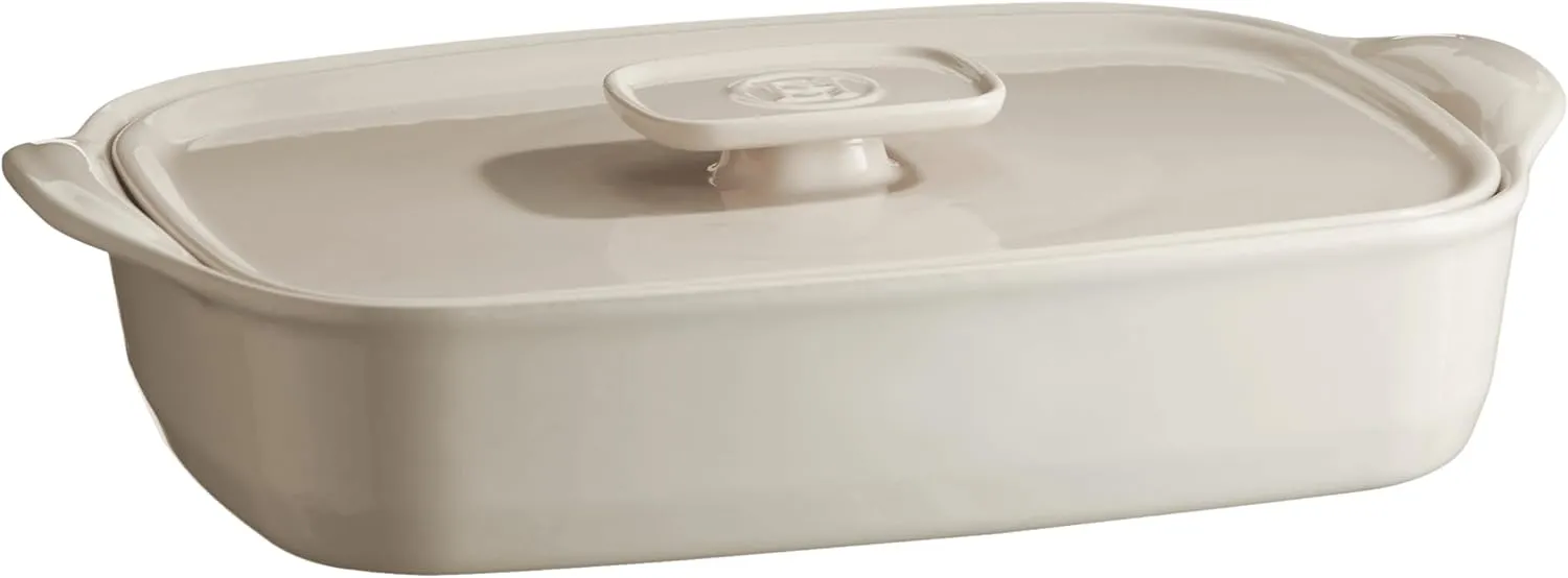 Emile Henry THE RIGHT DISH MEDIUM RECT. BAKING DISH  LID 14.2 x 9.1|CLAY