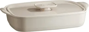 Emile Henry THE RIGHT DISH MEDIUM RECT. BAKING DISH  LID 14.2 x 9.1|CLAY