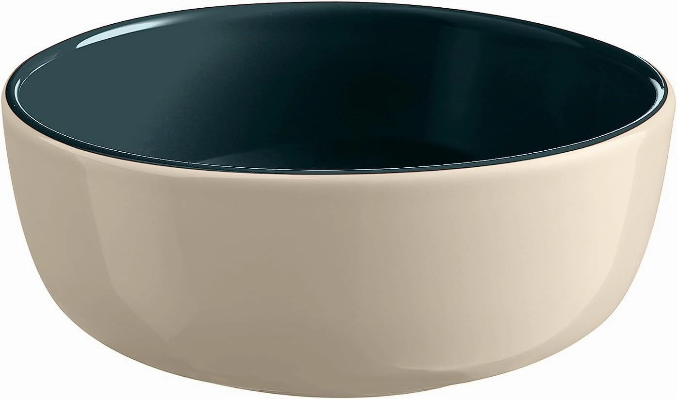Emile Henry EVERYDAY COLLECTION 6.25"|0.75 qt Ceramic Cereal bowl, Ocean & Cream (Pack of 2)