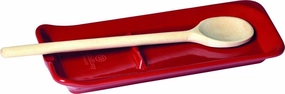Emile Henry Made In France Burgundy Ridged Spoon Rest