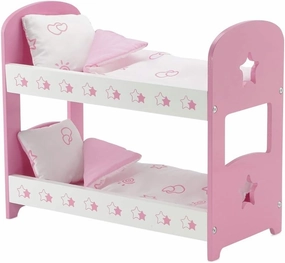 Emily Rose 14 Inch Doll Pink/White Bunkbed Bed Bunk with 2 Sest Reversible Bedding - Star | USA Business