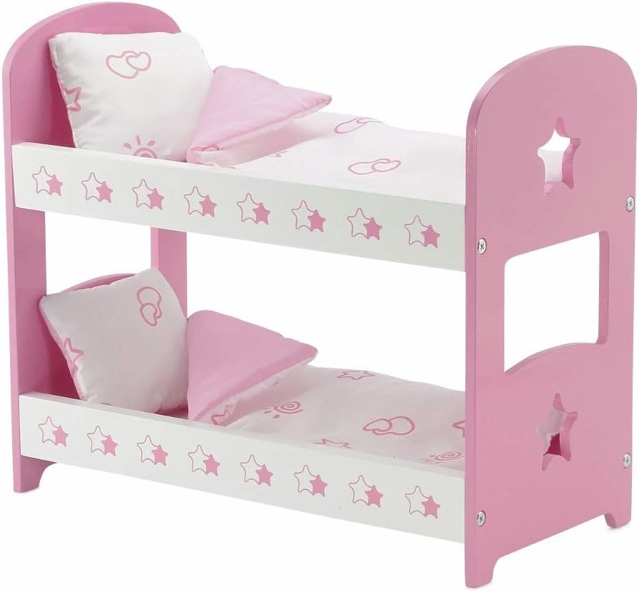Emily Rose 14 Inch Doll Pink/White Bunkbed Bed Bunk with 2 Sest Reversible Bedding - Star | USA Business