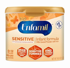 Enfamil Sensitive Baby Formula with DHA, Iron & Prebiotics to help support Brain & Immune Support. Lactose Sensitivity Infant Formula Inspired by Breast Milk, Non-GMO, Powder Can, 19.5 Oz