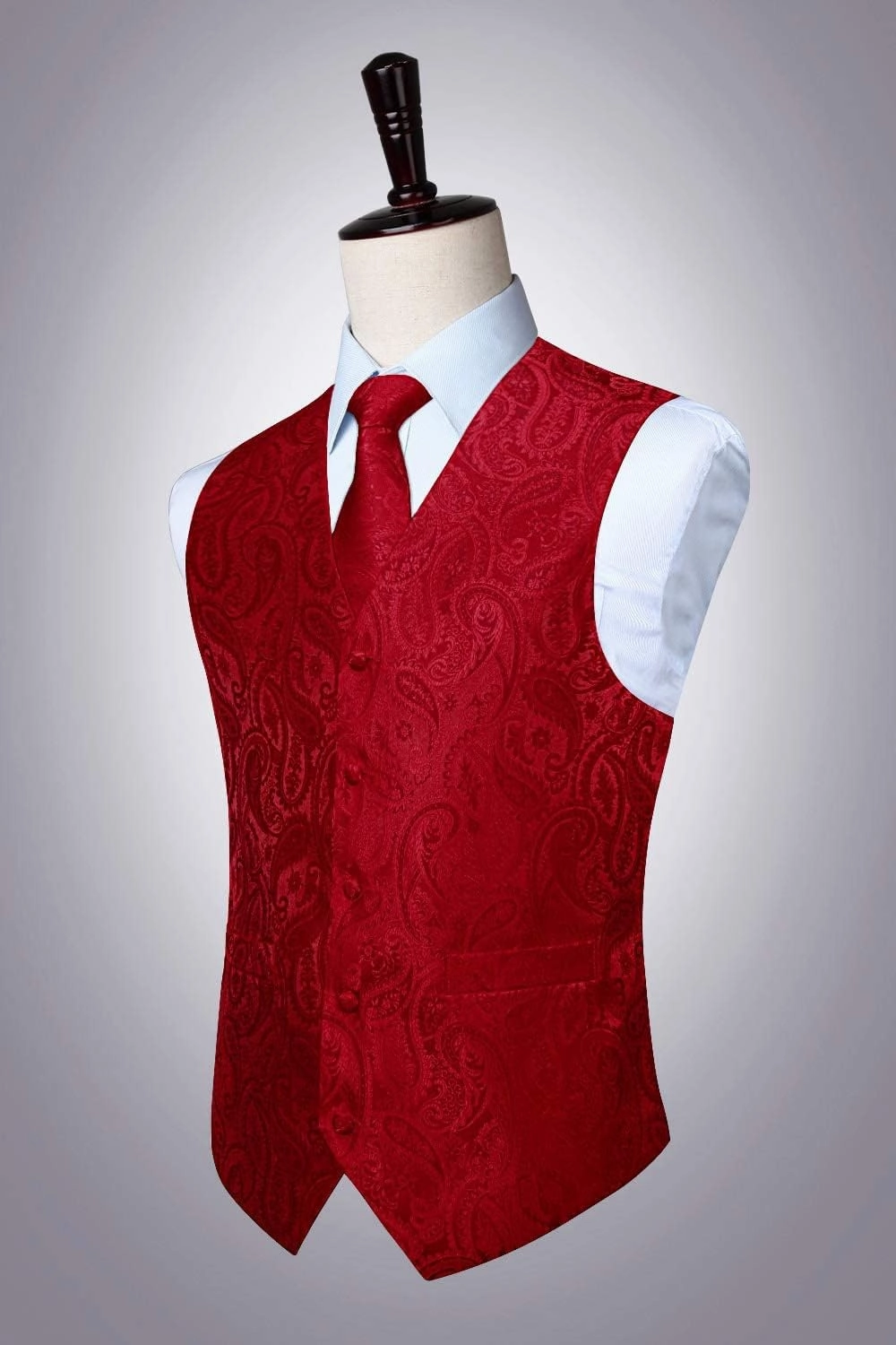 Enlision Mens Vest Tie Set Paisley Vest and Necktie Pocket Square 3pc Formal Dress Waistcoat for Suit or Tuxedo