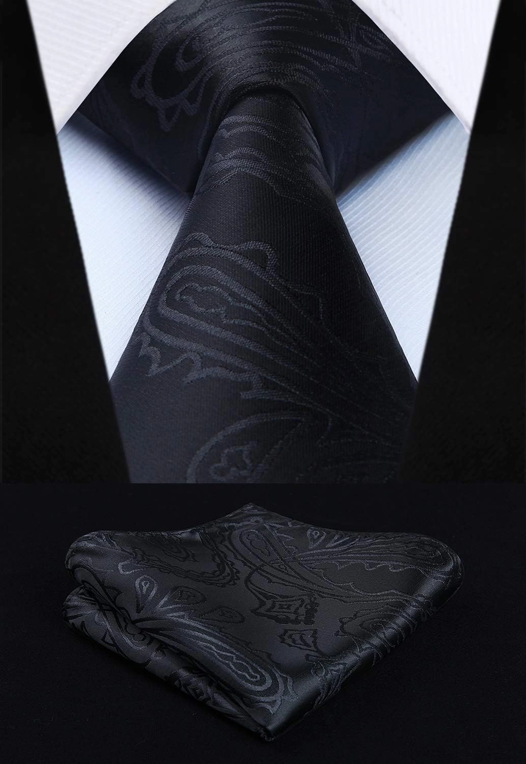 Enlision Mens Vest Tie Set Paisley Vest and Necktie Pocket Square 3pc Formal Dress Waistcoat for Suit or Tuxedo