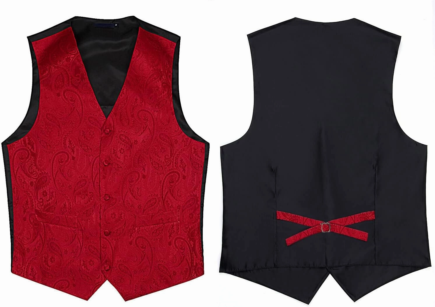 Enlision Mens Vest Tie Set Paisley Vest and Necktie Pocket Square 3pc Formal Dress Waistcoat for Suit or Tuxedo