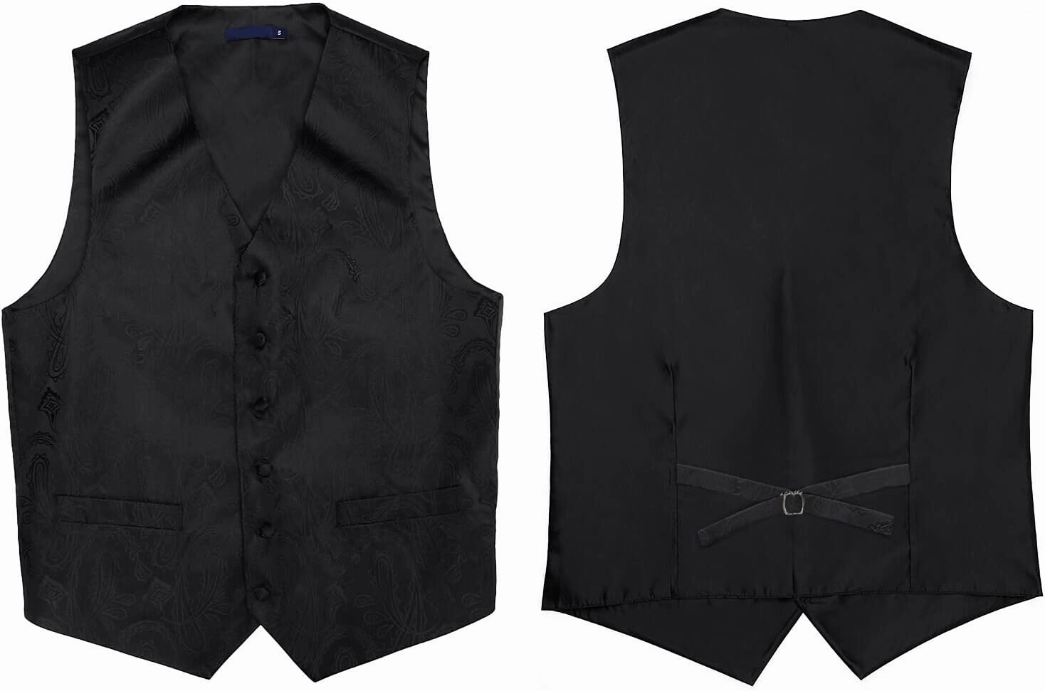 Enlision Mens Vest Tie Set Paisley Vest and Necktie Pocket Square 3pc Formal Dress Waistcoat for Suit or Tuxedo