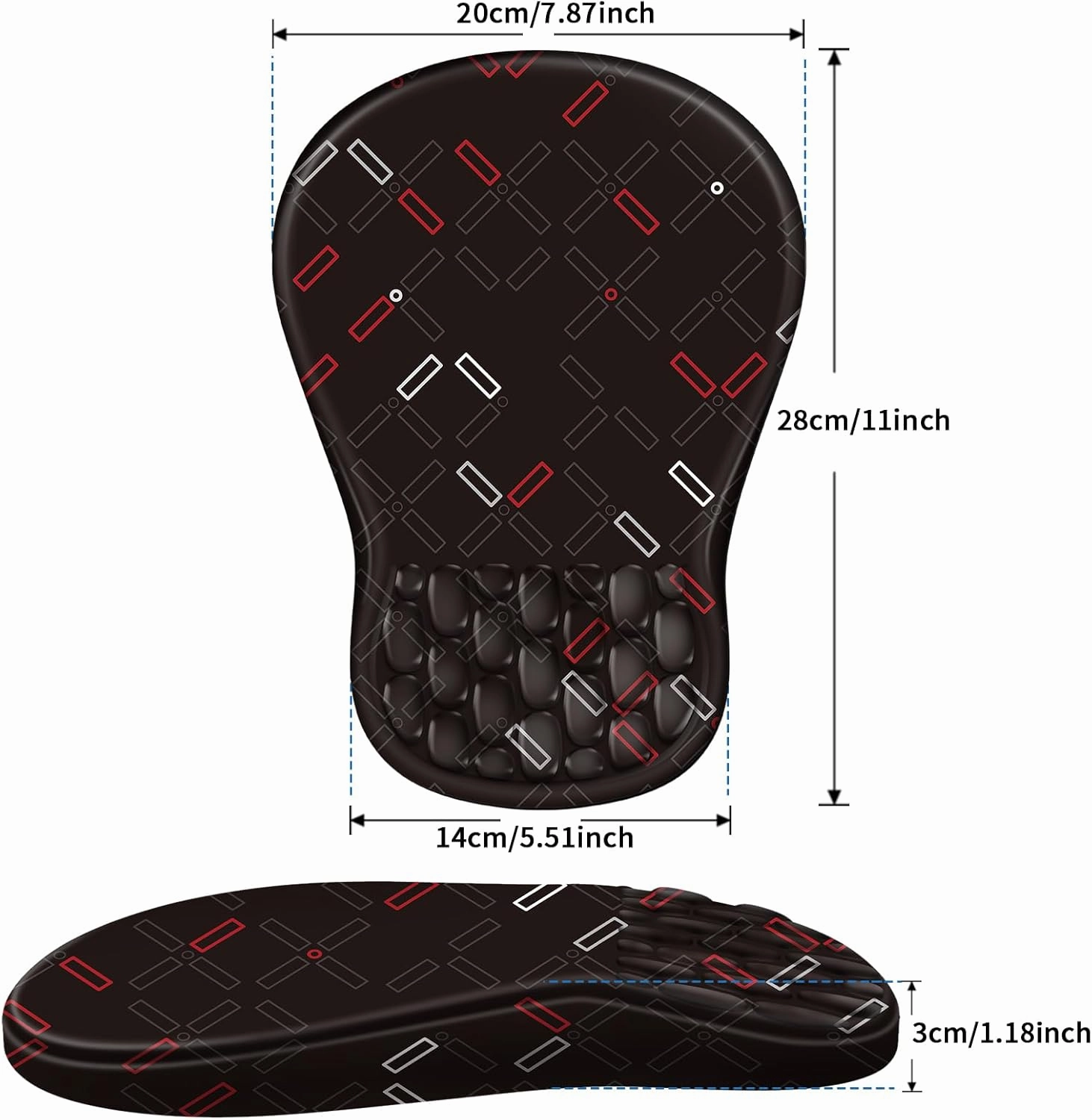Ergonomic Mouse Pad with Wrist Rest Support, Mousepad with Comfortable Memory Foam Wrist Rest and Non-Slip PU Base for Pain Relief, Computer, Laptop, Office, Home (Black-1)