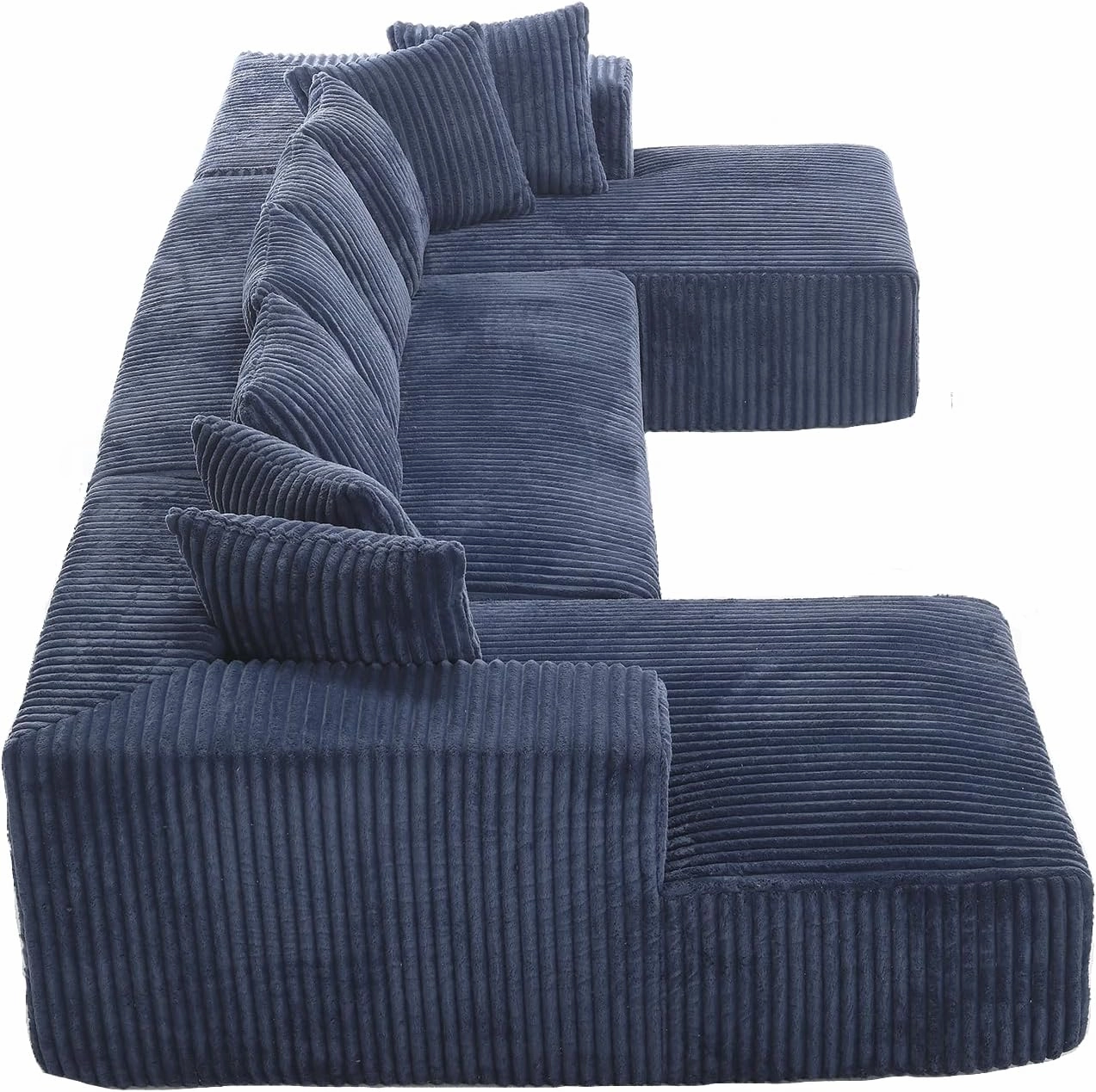 ERYE U-Shaped Oversized Floor Lounge Sofa, Living Room Symmetrical Modular Sectional Couch Accent Full Foam Sofa&Couch with Double Chaise Daybed, Soft Corduroy Upholstery, 8 Pillows