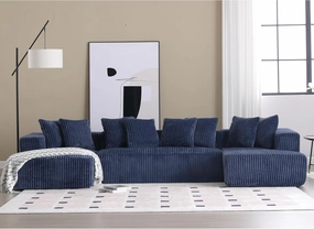 ERYE U-Shaped Oversized Floor Lounge Sofa, Living Room Symmetrical Modular Sectional Couch Accent Full Foam Sofa&Couch with Double Chaise Daybed, Soft Corduroy Upholstery, 8 Pillows