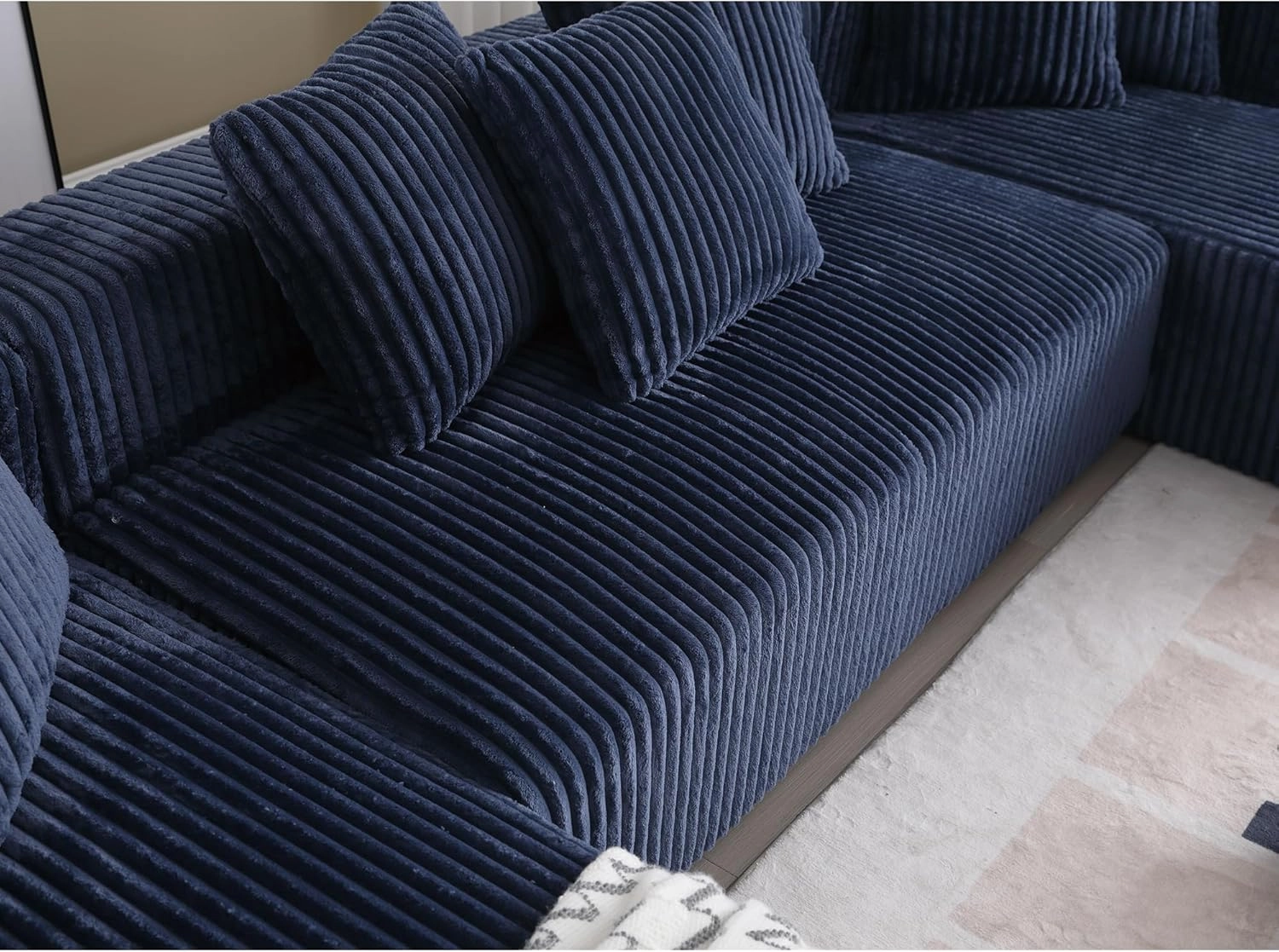 ERYE U-Shaped Oversized Floor Lounge Sofa, Living Room Symmetrical Modular Sectional Couch Accent Full Foam Sofa&Couch with Double Chaise Daybed, Soft Corduroy Upholstery, 8 Pillows
