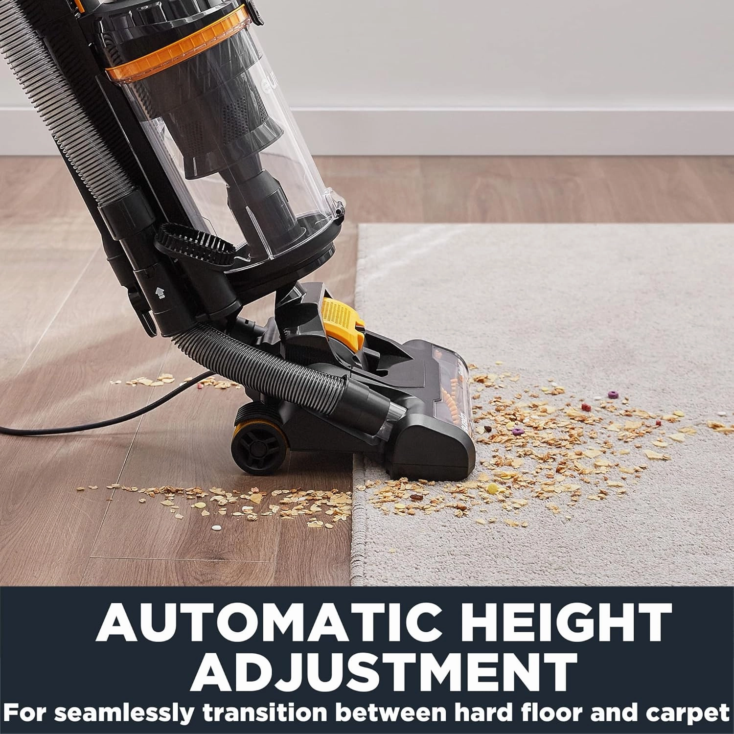 Eureka Powerful Upright Vacuum Cleaner for Carpet and Floor, Household Upright Vacuum Cleaner for Home Pets, Bagless Lightweight Upright Vacuum, MaxSwivel Pro NEU350 with Pet Tool, Yellow