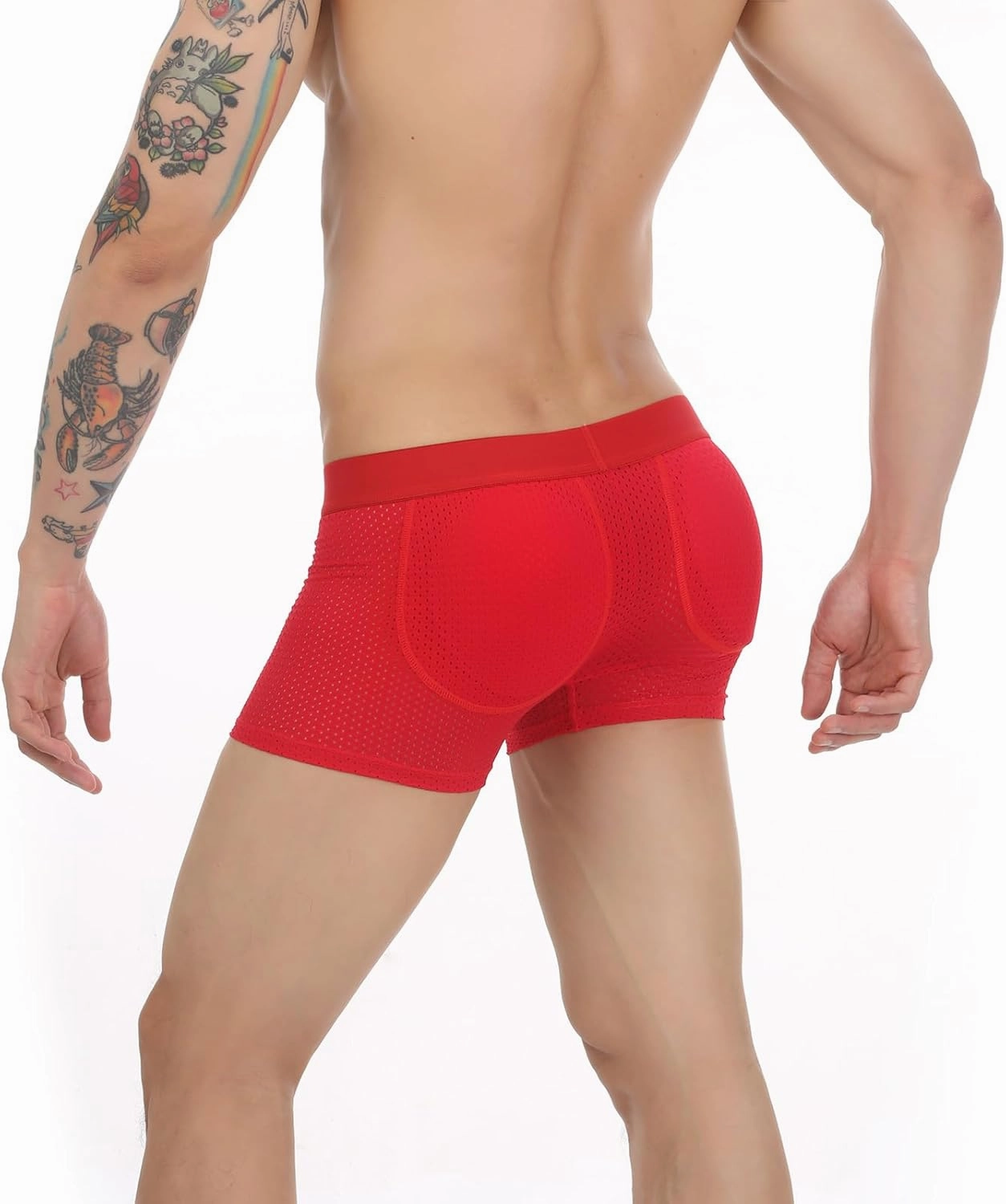 Evankin Mens Butt Padded Boxer Briefs Breathable Mesh Underwear Butt Enhancer Underpants with Hip Pad