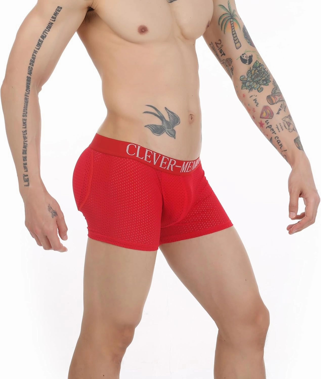 Evankin Mens Butt Padded Boxer Briefs Breathable Mesh Underwear Butt Enhancer Underpants with Hip Pad