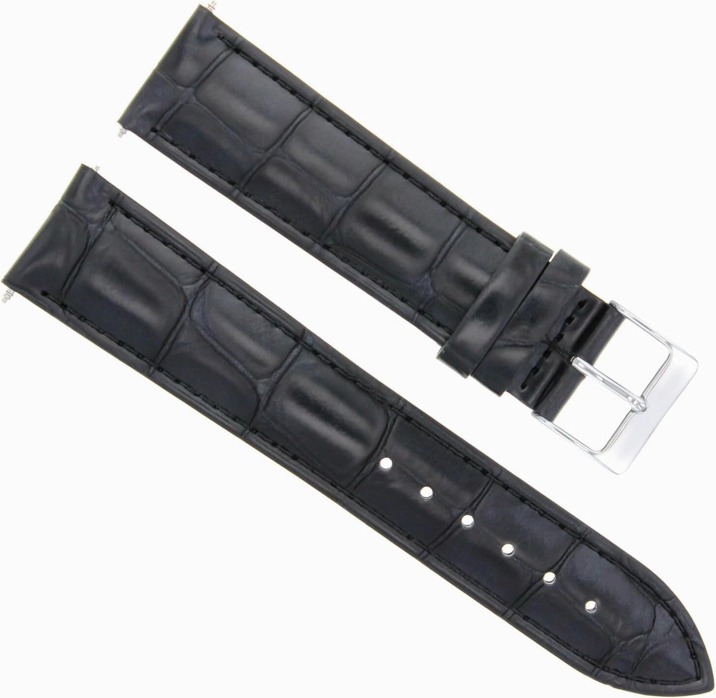 Ewatchparts 20mm Italian Leather Watch Band Strap Compatible With Longines Conquest Watch Black