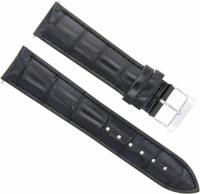 Ewatchparts 20mm Italian Leather Watch Band Strap Compatible With Longines Conquest Watch Black