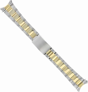 Ewatchparts Oyster Watch Band Compatible With Rolex Date Airking 5500 14000 14010 Gold/Stainless Steel Two Tone 19mm