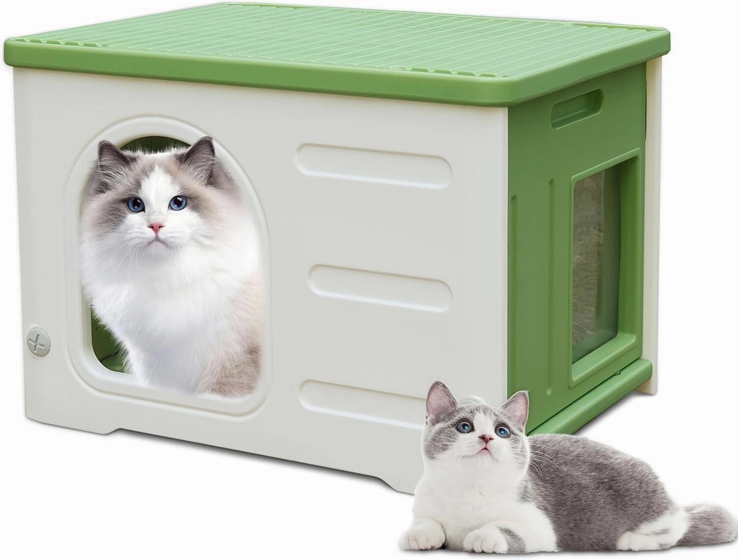 Exquisite Plastic Cat House Waterproof Escape Door, Artificial Cat House, Suitable for Indoor Pets Suitable for Indoor Pets(Grey)