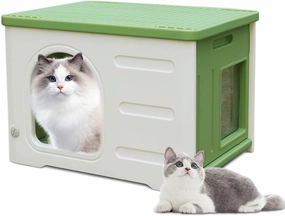 Exquisite Plastic Cat House Waterproof Escape Door, Artificial Cat House, Suitable for Indoor Pets Suitable for Indoor Pets(Grey)