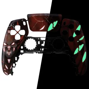 eXtremeRate Glow in Dark - Scarlet Demon Touchpad Front Top Shell Compatible with ps5 Controller BDM-010 020 030 040 050, DIY Replacement Shell & Touch Pad Cover Compatible with ps5 Controller