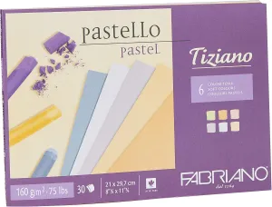 Fabriano Tiziano 46021297 Pastel Paper Pad A4-30 Sheets - 6 Soft Colours - 160 GSM