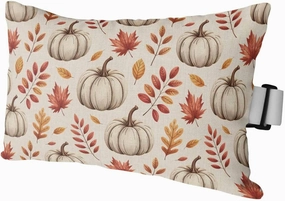 Fall Outdoor Head Resting Pillows with Insert Thanksgiving Pumpkin Fall Watercolor Fallen Leaves Retro 1 Pack Waterproof Lumbar Pillows with Elastic Strap for Patio Recliner Beach Chair, 12”x20”