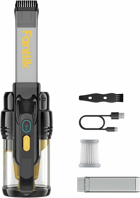 Fanttik Cruise V9 Car Vacuum Cleaner Suction Power with 15000Pa Handheld Vacuum Cordless with Extension Tube & LED Display & Light, Cordless Portable Mini for Home Car Cleaning, Black