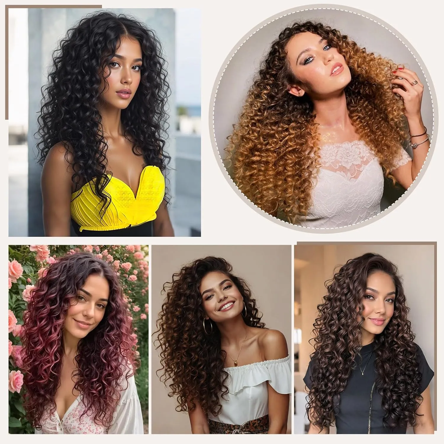 Fashion Icon Deep Wave Clip in Hair Extension Natural Black Highlighted Caramel Blonde Ombre Hair Extensions Clip in Human Hair Feeling Synthetic For Women 24 Inch(P1B/27)