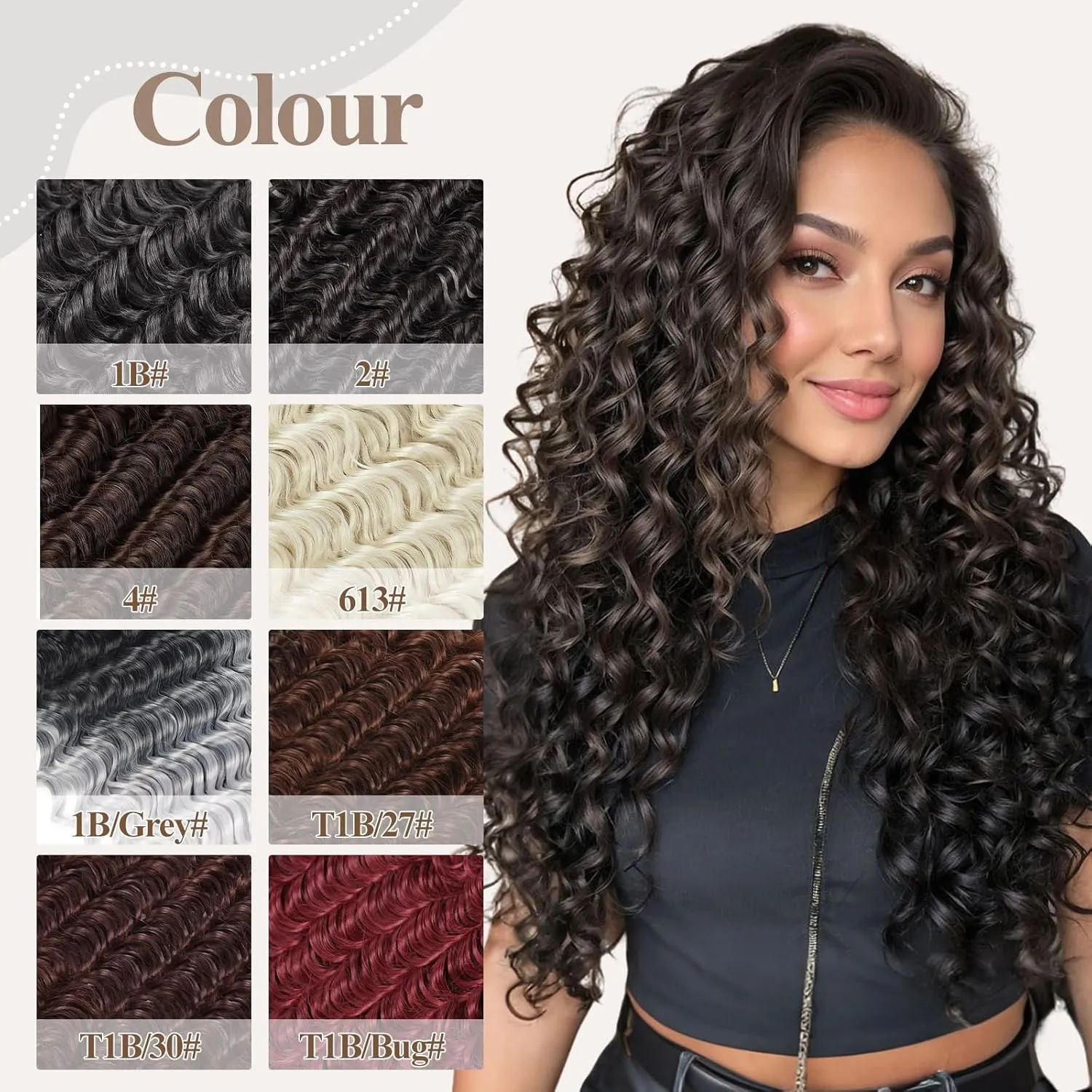 Fashion Icon Deep Wave Clip in Hair Extension Natural Black Highlighted Caramel Blonde Ombre Hair Extensions Clip in Human Hair Feeling Synthetic For Women 24 Inch(P1B/27)