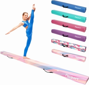 FBSPORT 8/10ft Balance Beam: Folding Floor Gymnastics Equipment PU Leather for Kids Adults,Non Slip Rubber Base, Gymnastics Beam for Training, Practice, Professional Home Training