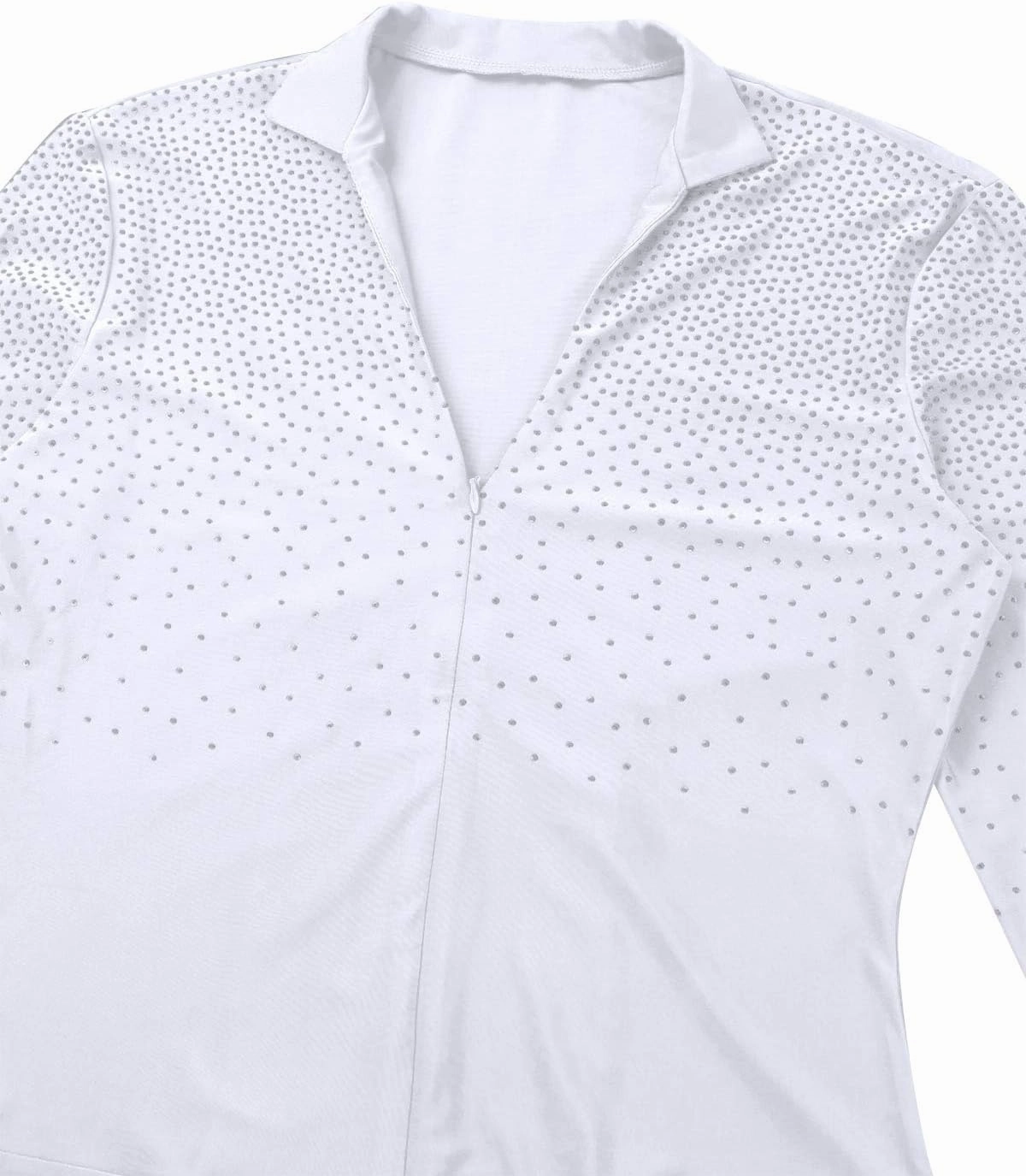 FEESHOW Men's Dance Shiny Rhinestones Bodysuit Shirt Ballroom Salsa Samba Latin Tops Leotard