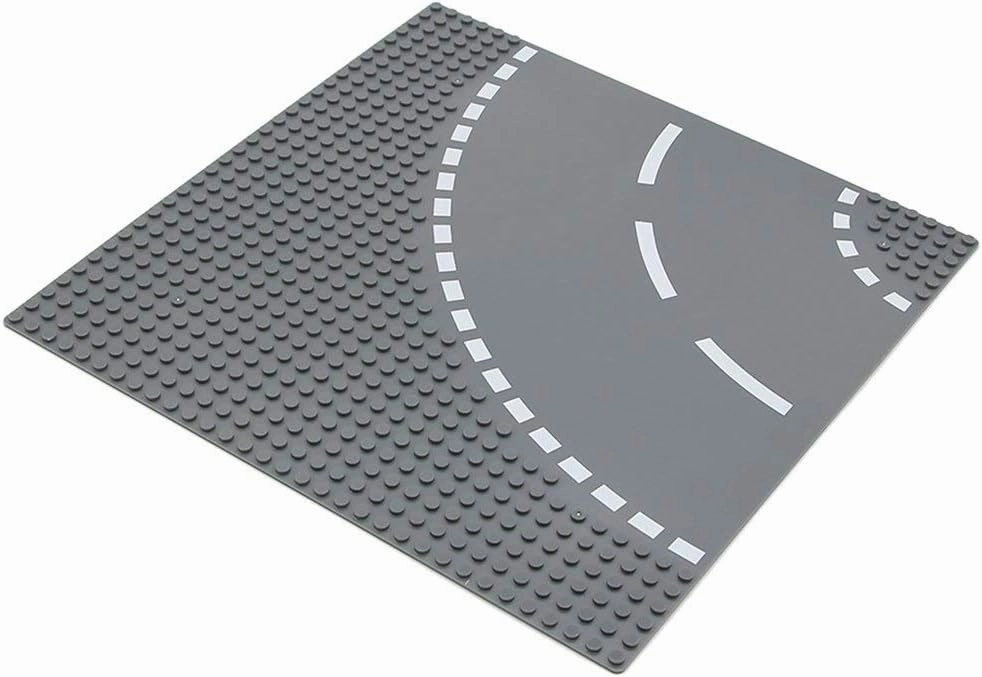 Feleph Classic Road Street Base Plates, City Town Curve Road Building Kit, 25 x 25 cm Baseplate for Building Bricks Compatible with All Major Brands (Curve 4 Pieces)