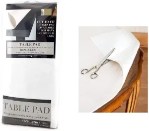 Felt Back Vinyl Table Pad Size 52" x 90" Cut to Fit White