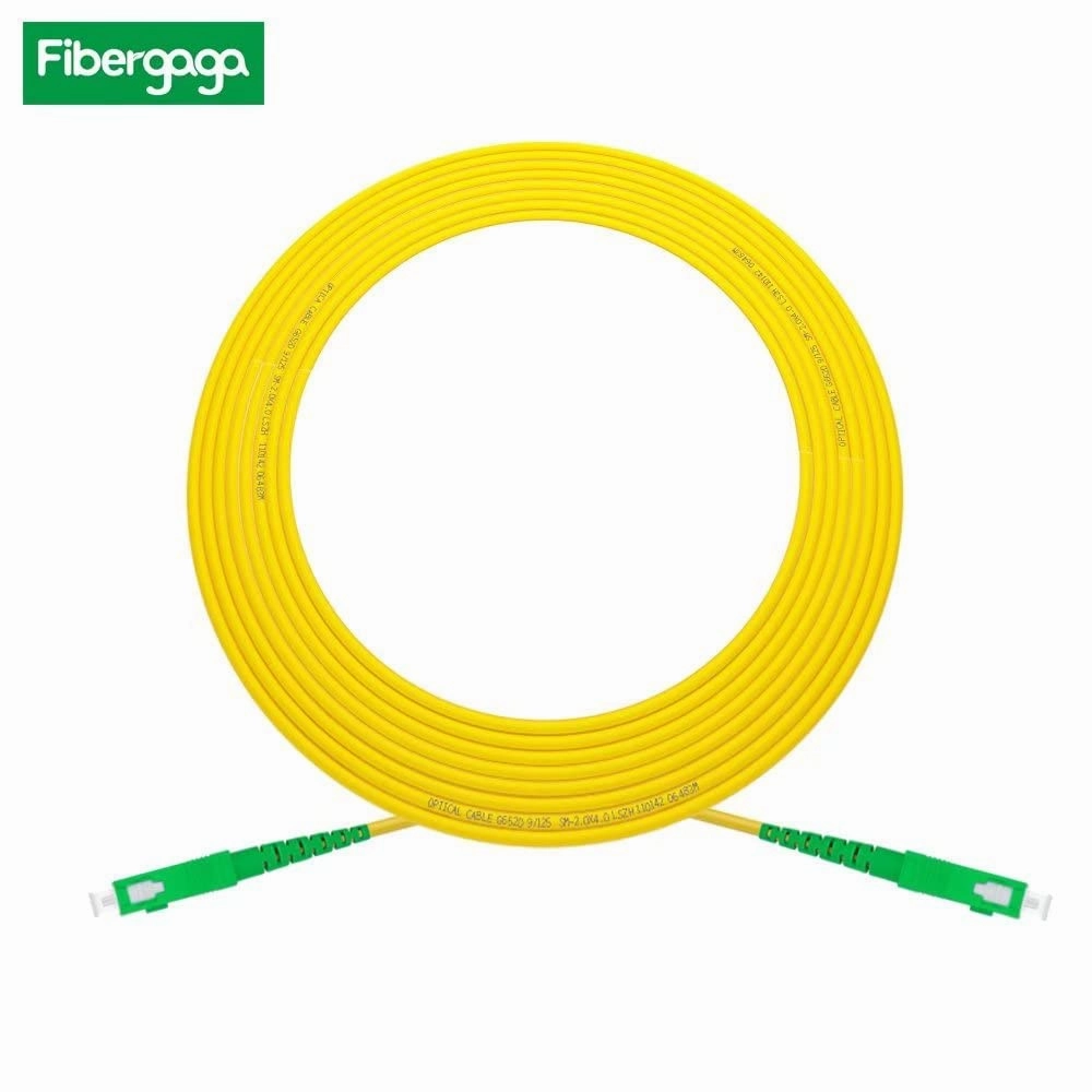 Fibergaga-2m(7ft) OS2 SC/APC to SC/APC Fiber Patch Cable Single Mode, Simplex, Length Option: 0.5M(1.6ft)-100m(328ft) 9/125µm 2.0mm Diameter Internet Fiber Optic Cable, OS1/OS2 Compatible -5 Pack