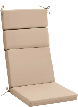 FILUXE Indoor/Outdoor One Piece High Back Chair Seat/Back Patio Cushion with Ties, 45.5" x 20",Fade-Resistant & Seasonal All Weather Replacement, Khaki