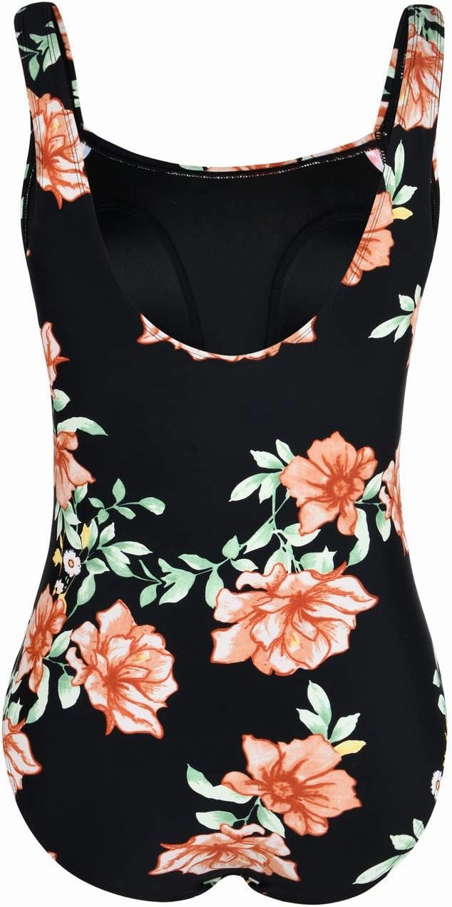 Firpearl Women's Black One Piece Bathing Suit Ruched Tummy Control Swimsuit