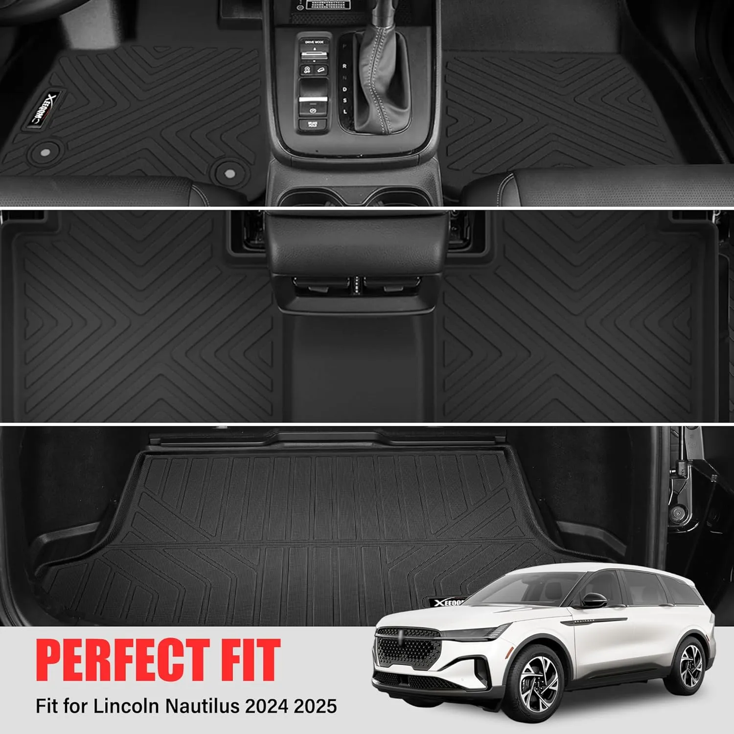Floor Mats & Trunk Mat for 2024 2025 Lincoln Nautilus All Weather TPE Protection Floor Liners Full Set with Cargo Liner for 2024 2025 Lincoln Nautilus Accessories