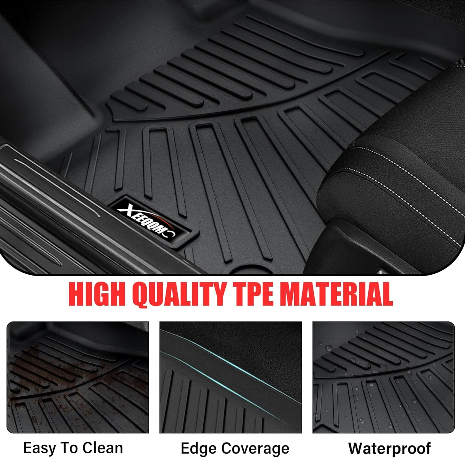 Floor Mats for 2025 Chevrolet Equinox EV Trunk Mat with Backrest Mat All Weather TPE Rubber Cargo Liner Back Seat Cover 3rd Row for 2025 Chevy Equinox EV Accessories